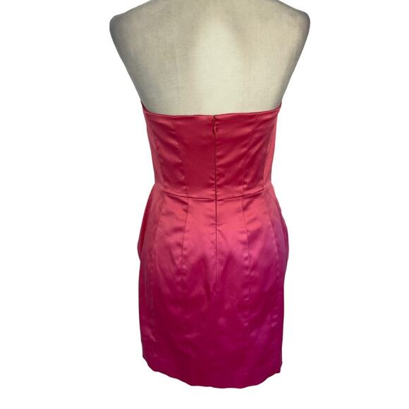 BCBGeneration Hot Pink Satin Strapless Special Occasion Mini Dress Size 6 - Picture 5 of 7
